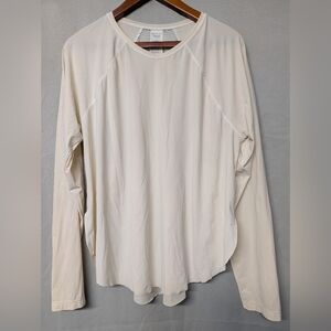 Athleta Ultimate Mesh Top In Cream Long Sleeve Athletic Tee Size Large